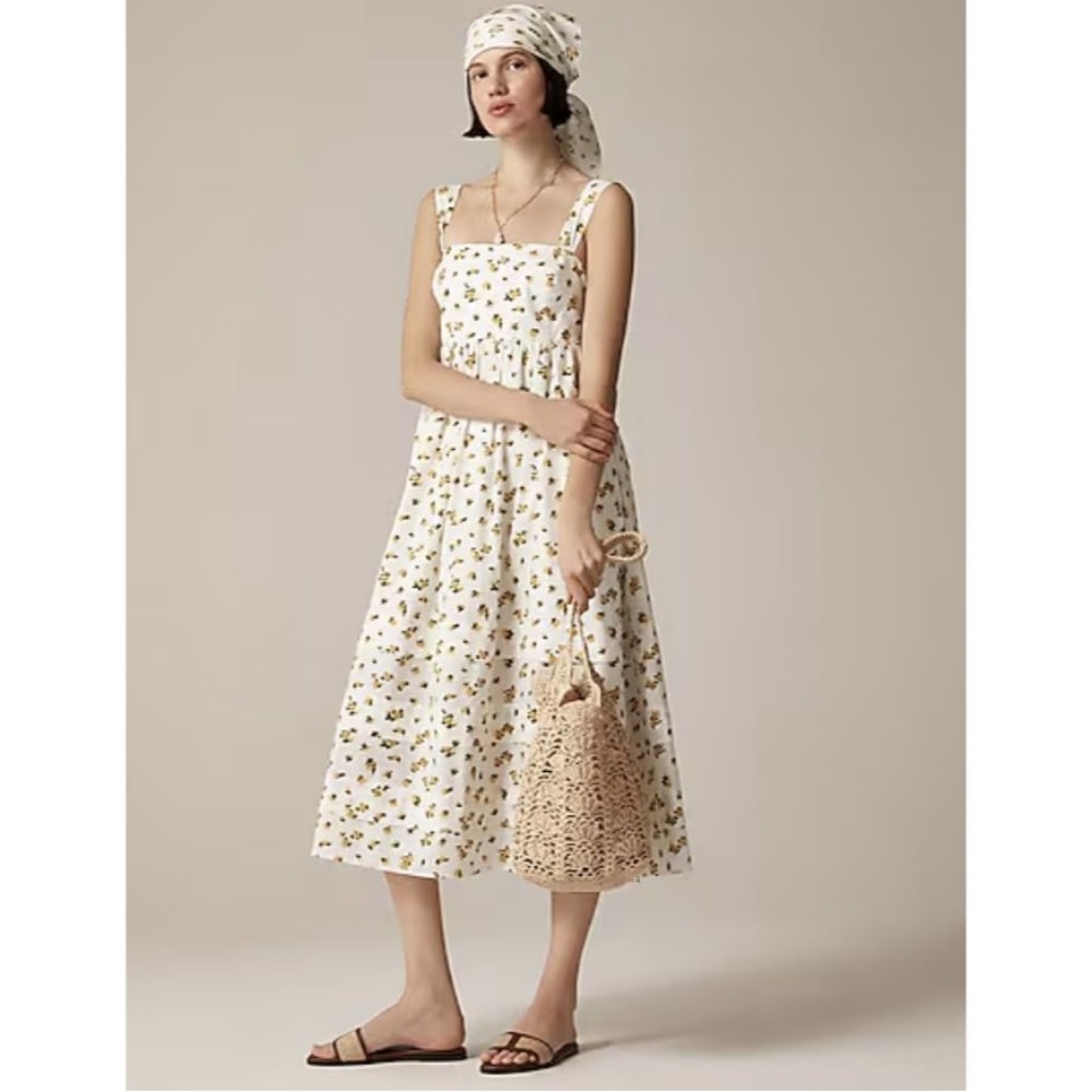NWT J. Crew Squareneck midi dress in budding rose print size p2
